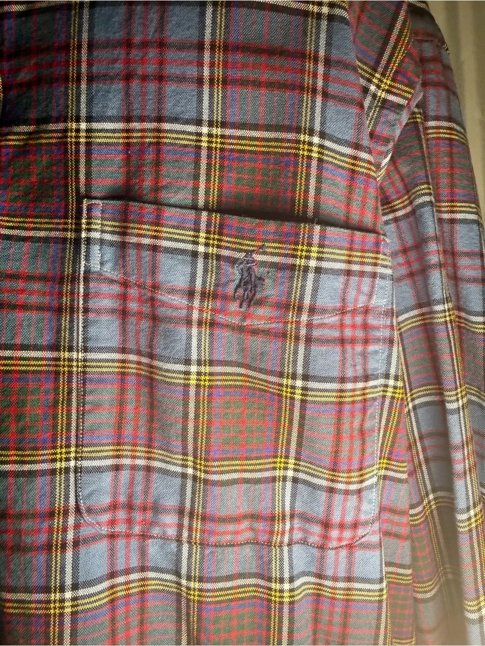 Ralph Lauren Plaid Button-Down Shirt in Burgundy and Blue - Picture 2 of 8